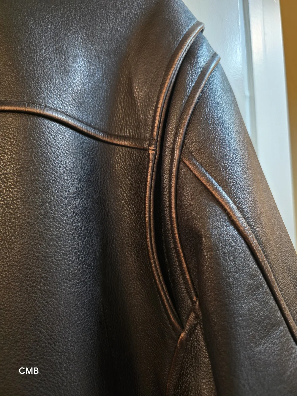 Member's Mark Vintage Brown 100% Genuine Leather Quilted Bomber Jacket Men's XL